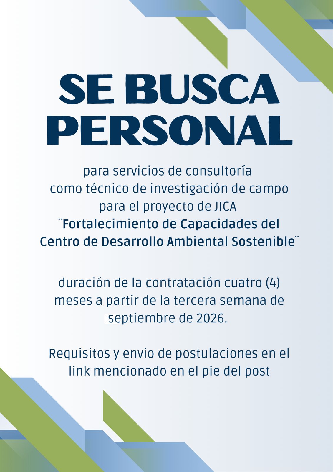 Convocatoria JICA - Técnico de investigación